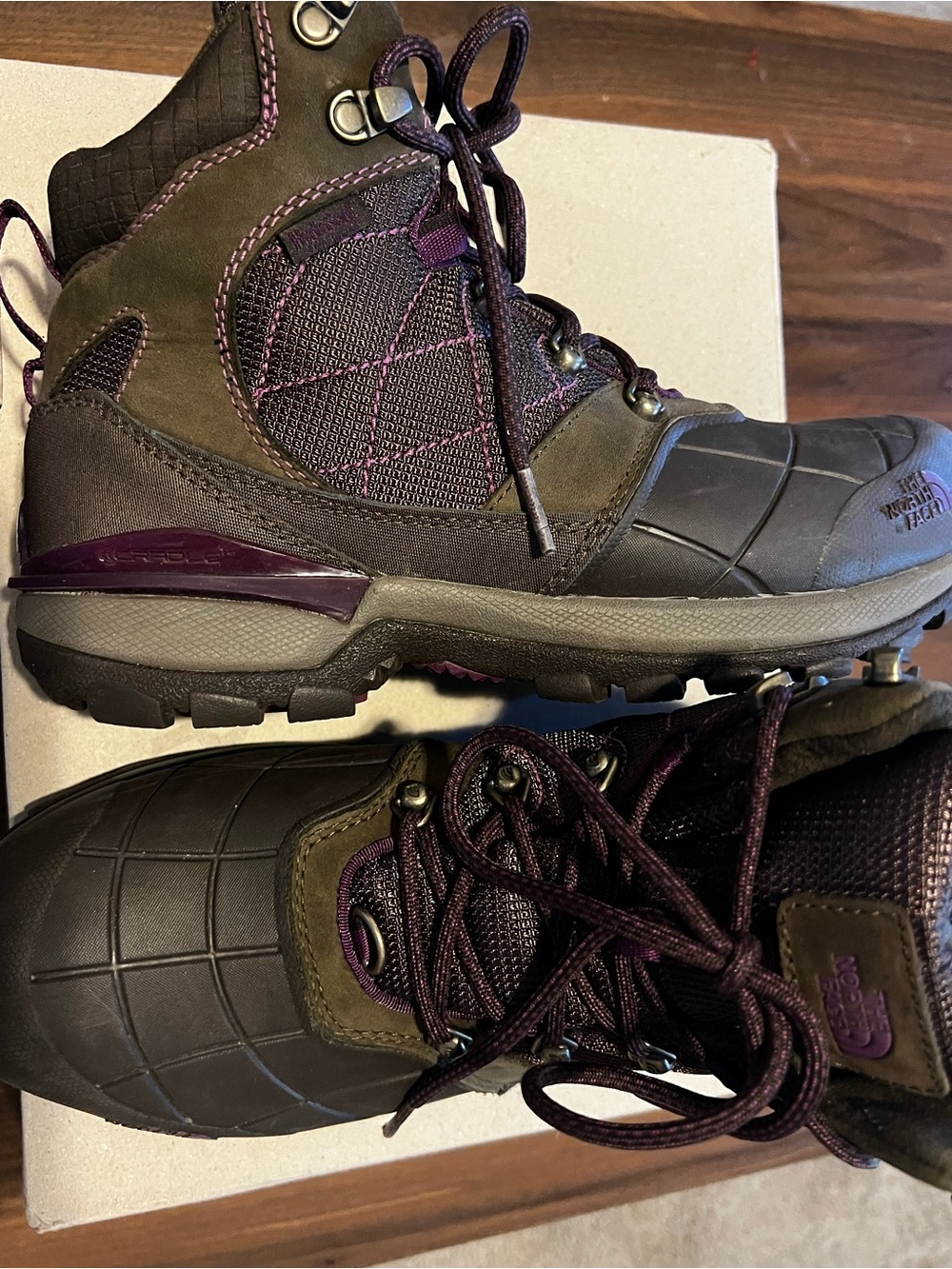 The North Face Women's Winter Boots in Plum and Brown
